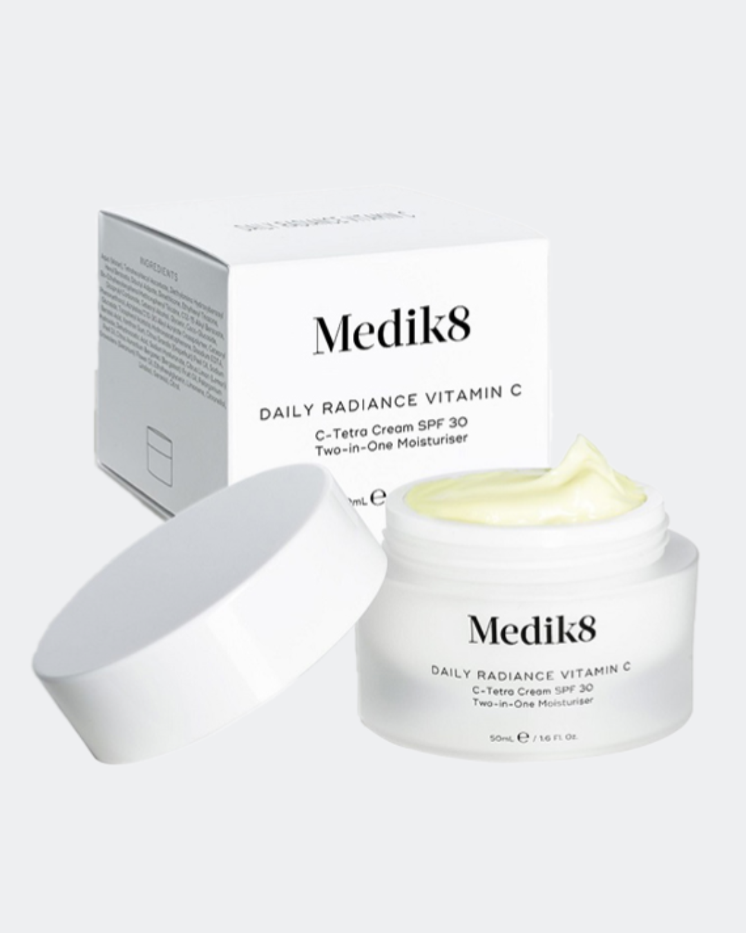 Medik8 Daily Radiance Vitamin C cream with packaging on a white background