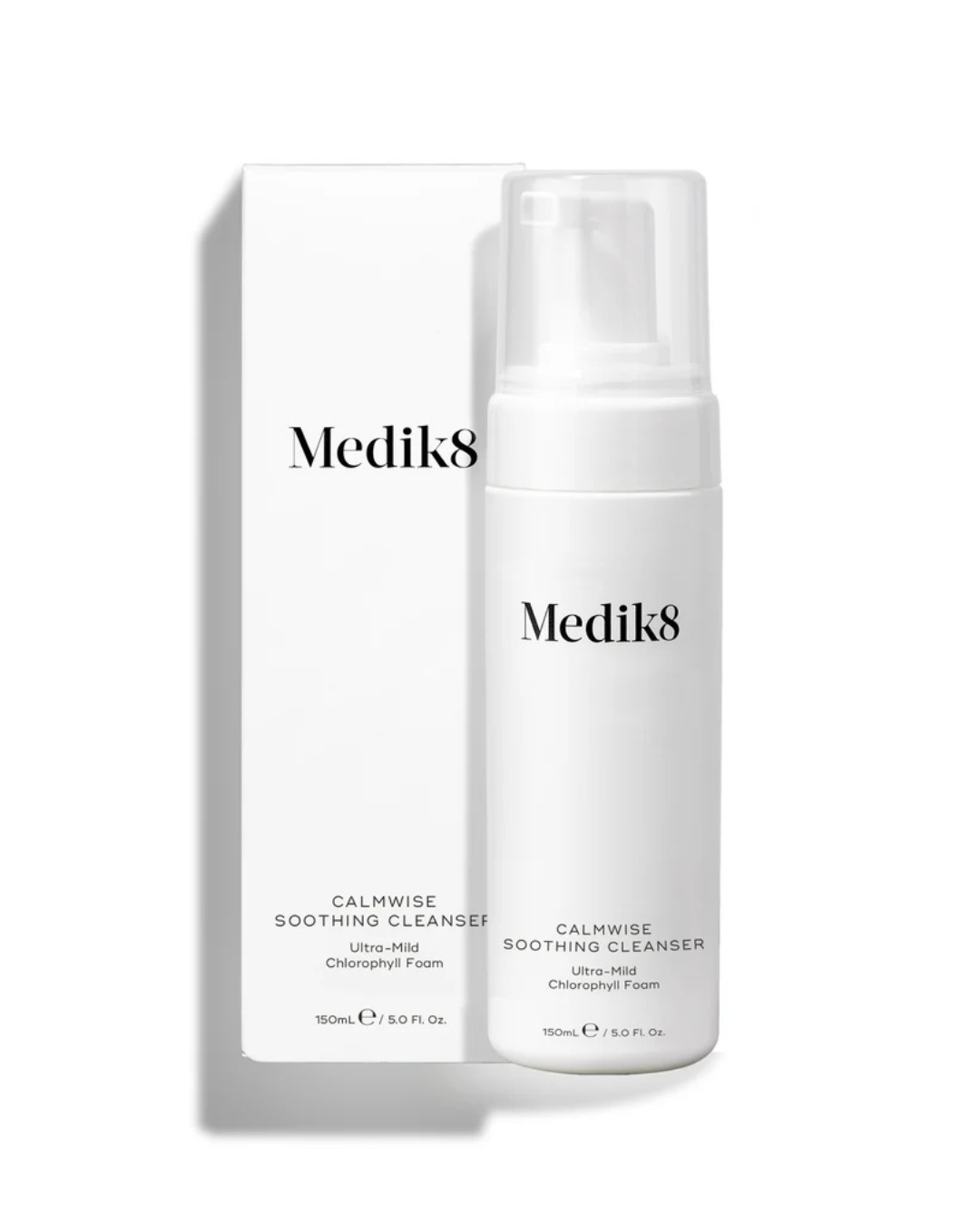 Two bottles of Medik8 Calmwise Soothing Cleanser on a white background