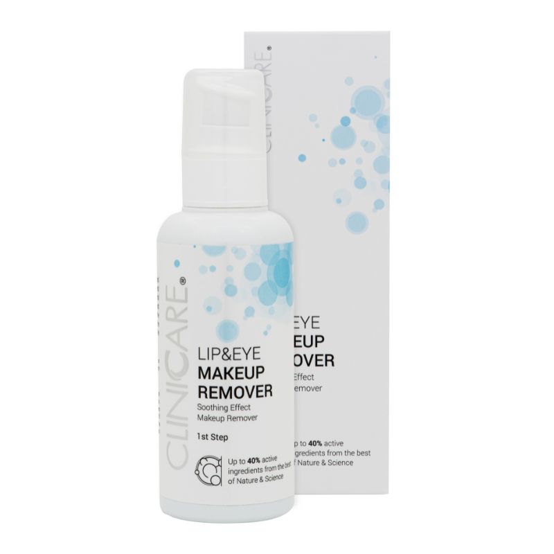 Lip/Eye Makeup Remover bottle with packaging on a white background