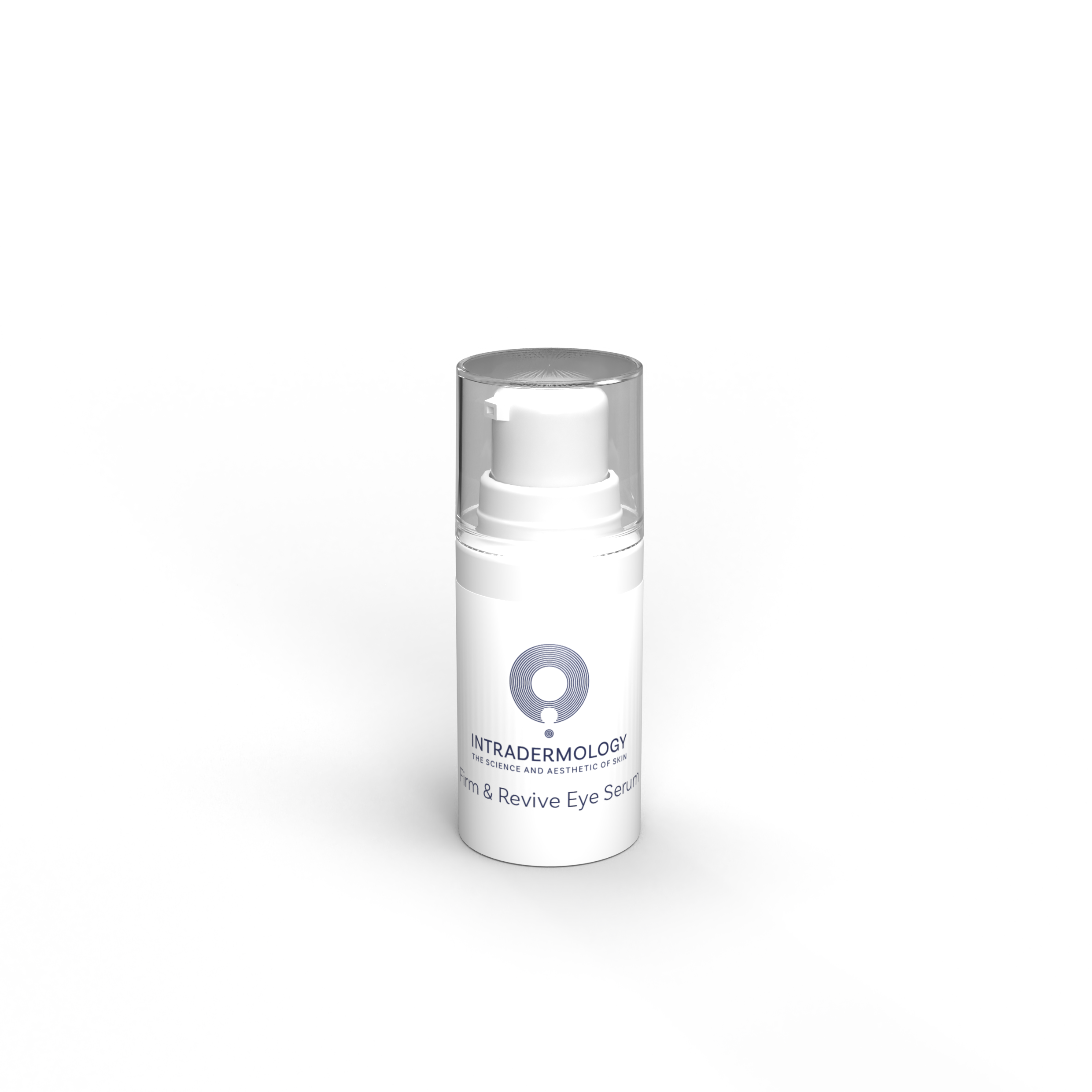 Skincare serum bottle with  logo on a white backgroundIntradermology Firm and revive eye serum  