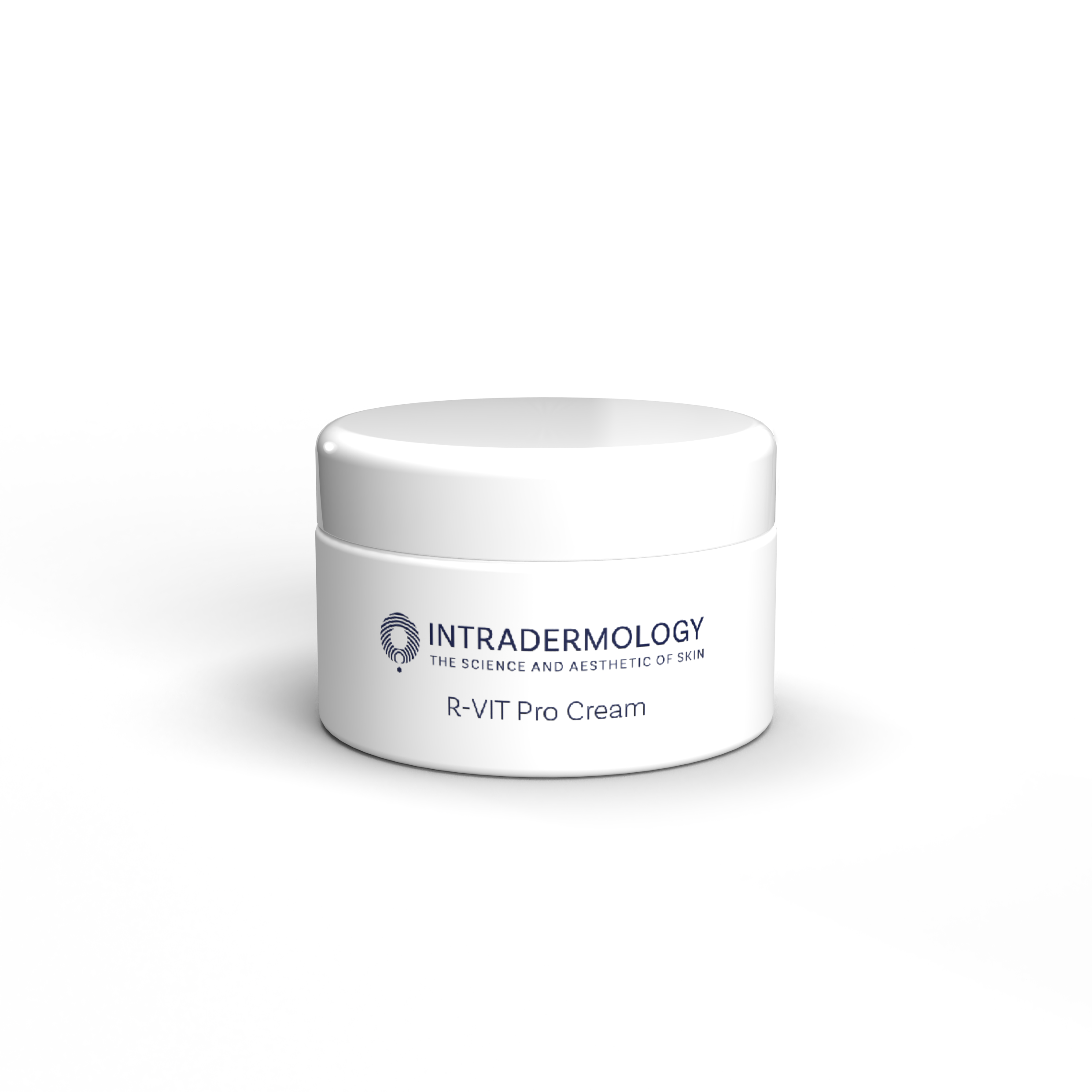 White jar of R-VIT Pro Cream from Intradermology on a white background