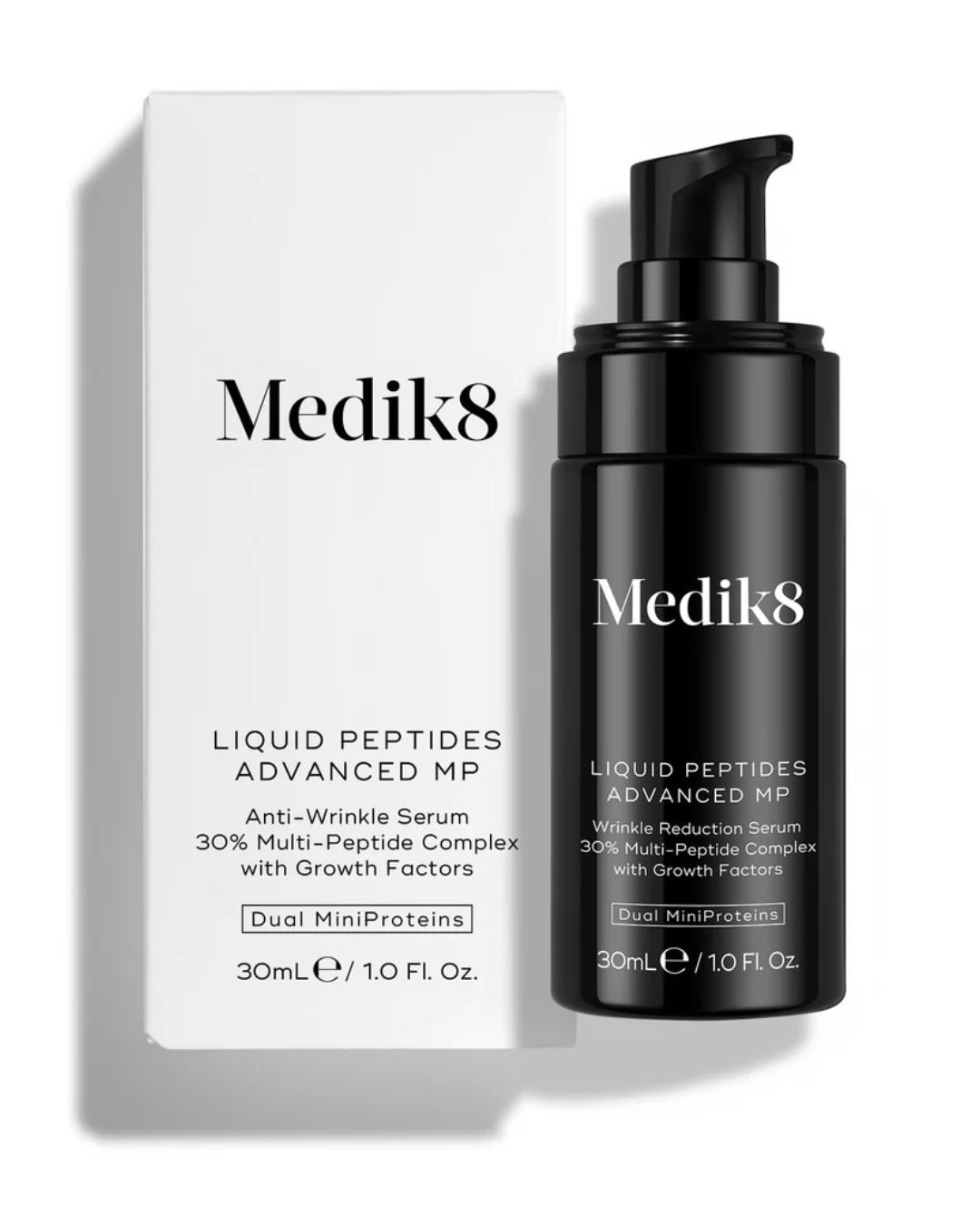 Medik8 Liquid Peptides Advanced MP serum bottle and packaging on a white background